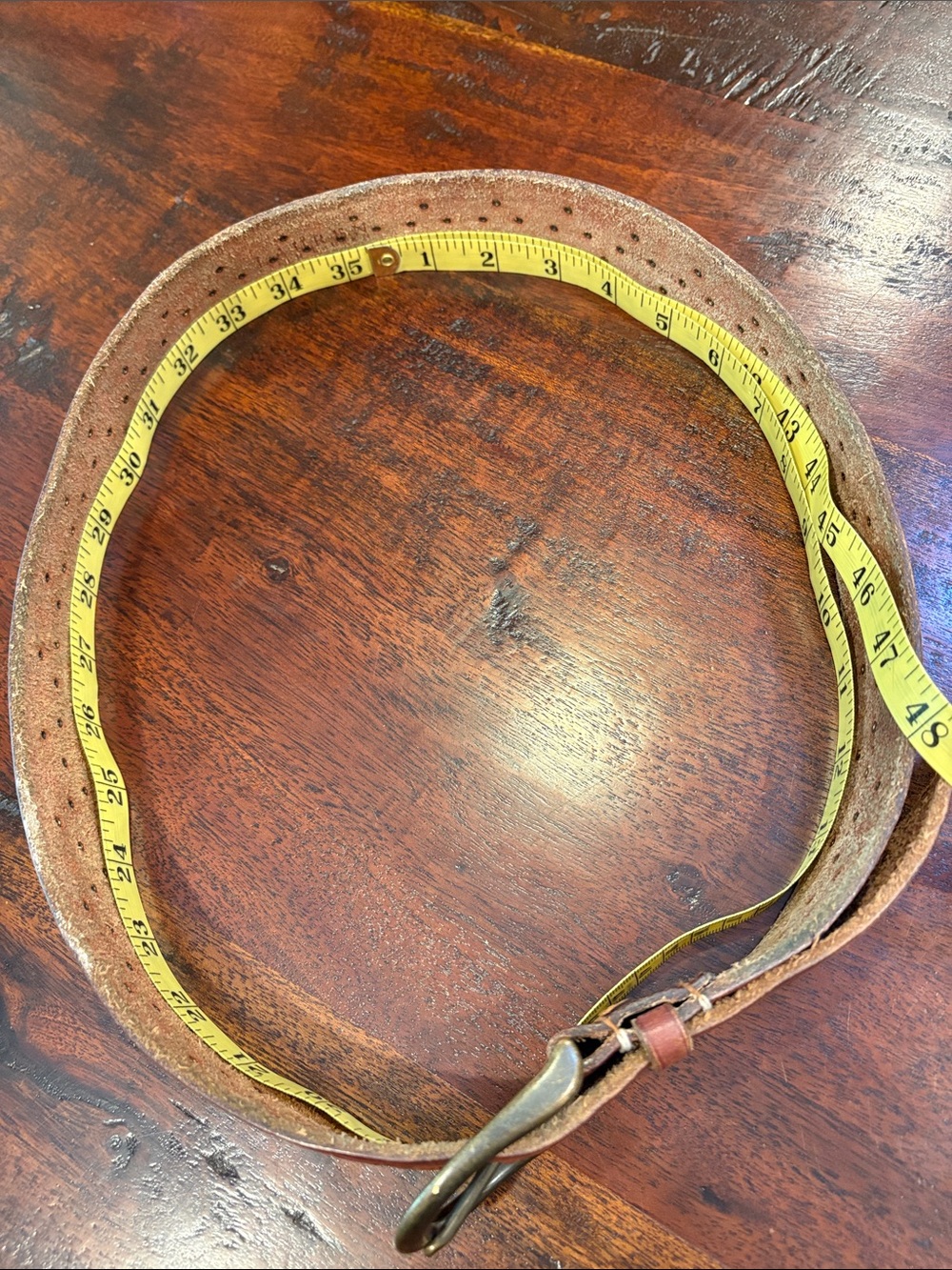 Vintage Lauren Ralph Lauren Brown Leather Western Studded Embossed Belt sz Large - Picture 13 of 16